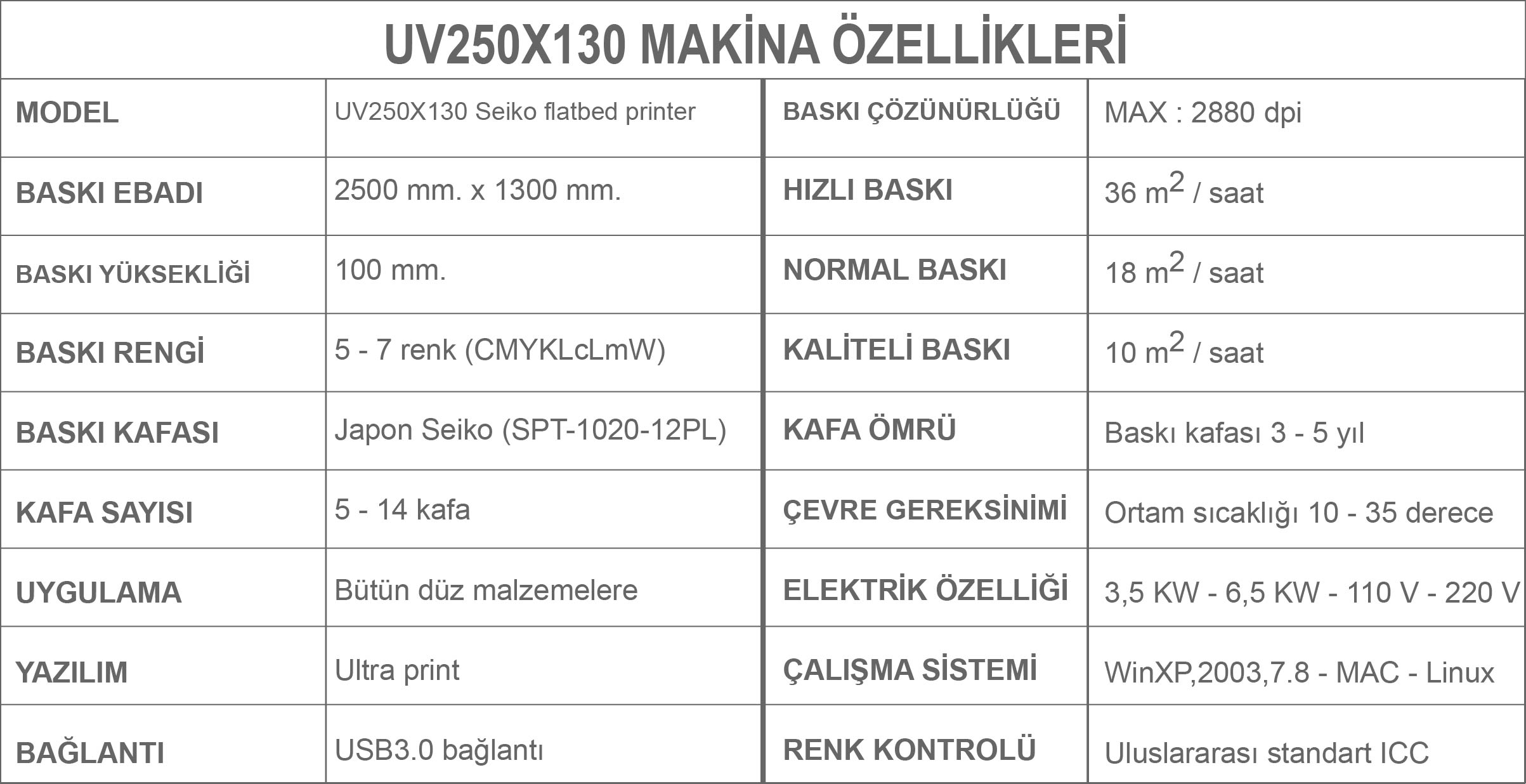UV250X130 BASKI MAKİNA